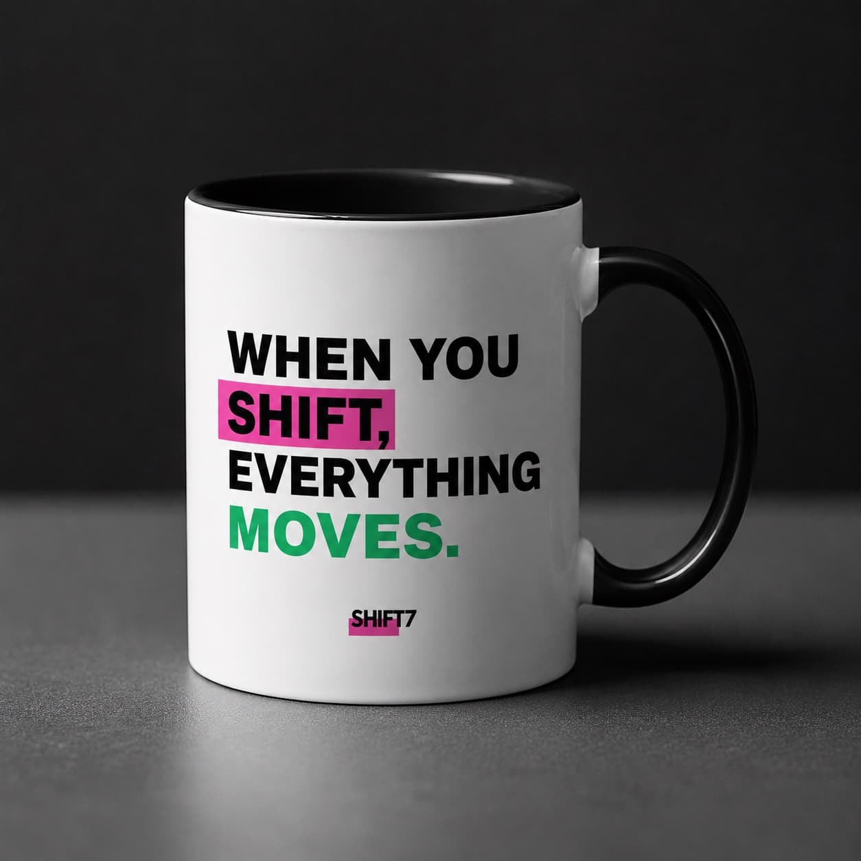 SHIFT7 mug, studio view